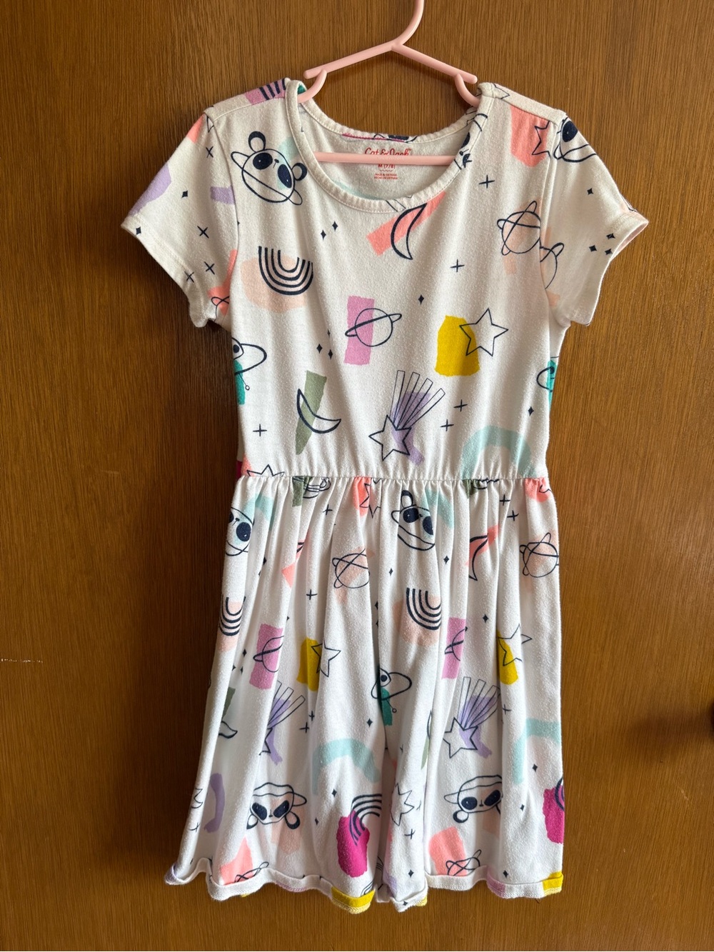 🐼 🪐 Cat & Jack Short Sleeved Graphic Cotton Dress Space Panda Print